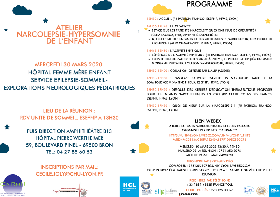 Programme atelier enfants-parents sur la "Narcolepsie - Hypersomnie de l'enfant"