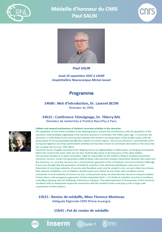 Programme cérémonie remise de médaille CNRS Paul Salin