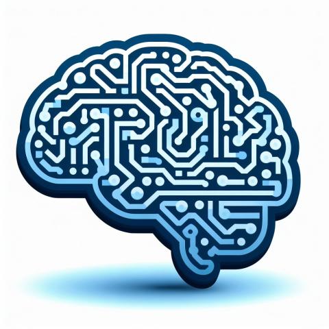icon of a brain with printed circuits